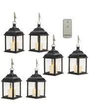 Everlasting Glow Set of 6 Lighted LED Candle Lanterns With Remote