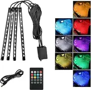 Sylvil Car Led Interior Lights, RGB 48 LED Multicolor Auto Strip Light with Sound Active Function and Remote Control, Under Dash Smart Lighting Kit with Charger, Car Accessories (USB)