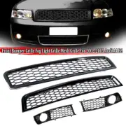 For 2002-05 Audi A4 B6 Front Bumper Grille+ Center Mesh Grille + Fog Light Grill