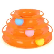 Pet Cat Toy Spinner Balls Titan Interactive Tower Trilaminar Orange 10" x 6"