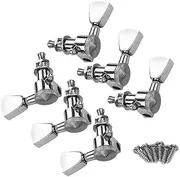 Daseeme 6 Pieces 3L3R Guitar String Tuning Pegs Locking Tuners Machine Heads Knobs for Acoustic Electric Guitars Replacement Aessories with Mounting Screws and Ferrules Silver