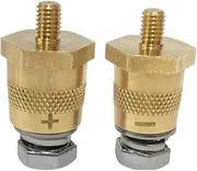 1 Pair (2PCS) Brass Battery Terminal Connectors with Stainless Screws | M6/M8/3/8 Inch Post Adapters | High Conductivity and Corrosion Resistance