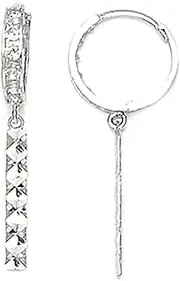 [JewelryWeb] 14k White Gold CZ Simulated Diamond Chain Hinged Long Drop Dangle Earrings 29x12mm-Dangle Earring for Women and Men