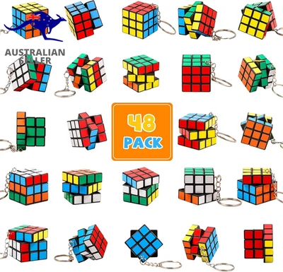 24 Pcs Mini Cubes Bulk with Keychain, Puzzle Cubes, 1.18In 3×3×3 Cube Set, Stres