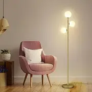Tisuokae LED Floor Lamp for Living Room, Mid Century Standing Lamps with Frosted Sphere Shade,165CM Tall Modern Floor Lamp with 3000K Warm White Bulb,Dimmable Floor Lamps for Bedroom Office, Golden