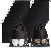 [iDopick] 12 PCS Shoe Travel Bag, Portable Transparent Household Dust-Proof Storage Shoe Bags, Non-Woven Fabric with Drawstring Sports Shoe Bags, Home Shoes Storage Organizers for Men and Women Size