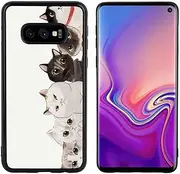 Soft TPU Bumper Shockproof Heavy Duty Protective Phone Case Cover with Cats for Galaxy S10e Black