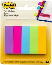 Post-It Page Markers Assorted Colours 13 x 45mm 5-Pack - Box of 6