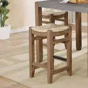 Newport 26 In. H Wood & Seagrass Counter Height Stool-Rustic Industrial Style, 2