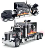 Diecast Alloy Pull Back Semi Truck Toys with Sounds and Lights Heavy Truck Toy f