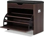 12 Pairs Shoe Cabinet Organiser Wooden Storage Bench Stool 3 Tier (Walnut)