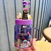 2023New Starbucks Halloween Purple Mushroom Mason Devil Lid Glass Straw Cup Gift