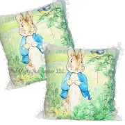 Beatrix Potter Peter Rabbit Square Throw Pillows Set Easter Spring Bird
