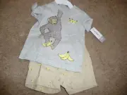 NEW NWT Carters boys size 3 months adorable monkey banana short set outfit