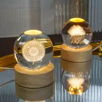 在飛比找Yahoo奇摩購物中心優惠-現貨-單色款3D雷射水晶球北歐創意USB小夜燈 臥室桌面裝飾