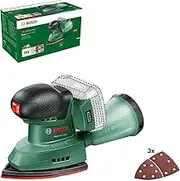 Bosch Home & Garden 18V Cordless Multi Detail Sander Without Battery, 3 Sanding Sheets Inc, Dust Box, Rotatable Plate (EasySander 18V-8). Made in Europe