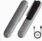 Cordless Hair Straightener Brush,Upgraded Portable Hair Straightener Brush for Women with Travel Size, 2 in 1 Negative Ion Hair Straightener Comb,Type C Rechargeable
