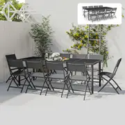 Outdoor Dining Set Steel Garden Table and Chair Furniture 9/11 Piece vidaXL