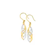 9ct Gold Two Tone Spiral Drop Earrings