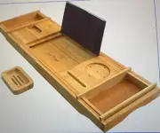 Luxury Bath Caddy Tray For Tub Bath Table Premium Bamboo Eco Friendly New in Box