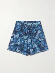 [Faithfull] Faithfull - + Net Sustain Felia Rope-trimmed Floral-print Linen Shorts - Blue - small small Blue