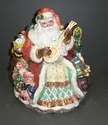 Fitz and Floyd Christmas Wreath Santa Cookie Jar- New in Box - 19/332