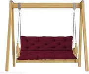 Outdoor Garden Swing Seat Cushion with Backrest Dark Red 100*100*8cm Replacement Pad for Patio Furniture Weather Resistant 2 or 3 Seat Options