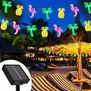 6.5m 30LED Solar String Lights Pineapple Coconut Tree Flamingo Fairy String Lights Holiday Wedding Garden Seaside Party Christmas Decoration