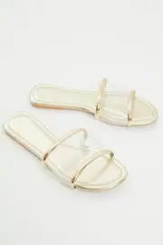 Gold Perspex Flat Slides - Size 9, Women's Trial Accs