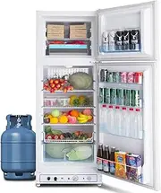 SMETA 2 Way 240V/Gas Propane Refrigerator Fridge 275L Up Freezer Propane Fridge Large Storage for Off Grid Garage Ready Refrigerator, 9.4 Cu.Ft, White