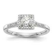 14KW Round Simulated Diamond Halo Engagement Ring
