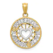 14K Yellow & Rhodium And Friends, Laugh, Love Circle Pendant