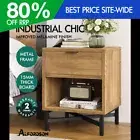 ALFORDSON Bedside Table Retro Nightstand Side Cabinet Storage Shelf Brown