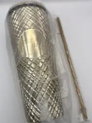 Rachel Miriam RM Metallic Gold “Dream Big Tumbler & Straw NIB 9” Tall Mug