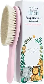 Funfushka Baby Hair Brush - Natural Soft Goat Bristles Hair Brush for Newborns, Infant, Toddler, Baby Girls, Boys Ideal for Cradle Cap, Prevents Scalp Irritation (Rosa)