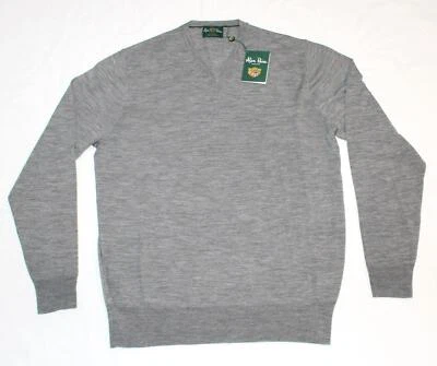 $178 New ALAN PAINE V-Neck Sweater WOOL Rushmere Men X-LARGE XL Gray UK 46 EU 54