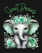 Baby Elephant Nursery Print GREEN Cute Baby Shower gift Wall Art Decor Boy Girl