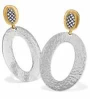 BRIGHTON FERRARA Artisan Drop Hammered Silver Gold Post Drop EARRINGS NWT $68