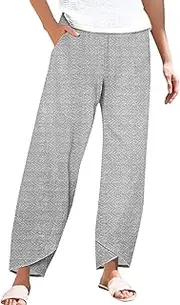[Generic] Jumpsuit Pants for Women Casual Casual Wide Leg Pants with Pockets Comfy Cropped Palazzo Metallic