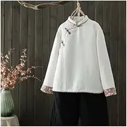 [JIMINISO] Chinese Traditional Style Buckle Edging Add Cotton-Padded Shirt Causal Coat Stand-up Collar Short Jacket Tang Suit