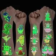 Children's Tattoos, 20 Sheets Luminous Unicorn Dinosaur Temporary Tattoos Set, Glow in the Dark, Waterproof, Skin-Friendly Children's Tattoos, Party Accessories for Children's Birthday Party Bags