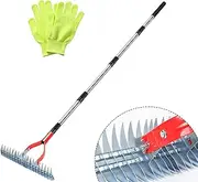 Thatch Rake, 15-Inch Wide dethatcher rake for Cleaning Dead Grass, Adjustable Dead Grass rake for Yard Lawn,thatch rakes for lawns with Stainless Steel Handle, Lawn dethatcher rake, 70-Inch Length.