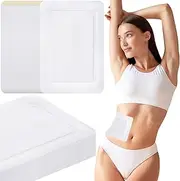 Geiserailie 50 Pcs Castor Oil Pack Wrap Bulk Disposable Leak Proof Organic Cotton Castor Oil Patches Self Adhesive Pads for Belly Waist Stomach Knee Back Neck Arm(7.9 x 5.5 Inches)