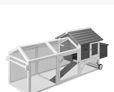 Alopet Chicken Coop Rabbit Hutch Large Wooden House Run Hatch Box w/Wheels