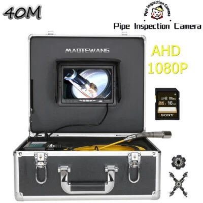 40M W 12PC LED Lights 16GB SDCard DVR Monitor Sewer Pipe Inspection Video Camera