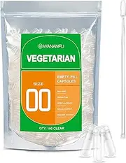 WANANFU Size 00 Empty Capsules - 100 Count Clear Empty Vegetarian Capsules 00 Bundle with Micro Spoon with Powder Tamper | Empty Veggie Capsules | Empty Vegan Capsules
