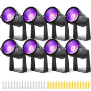 8 Pack Black Lights, IP66 Flood Light 15W LED Blacklight Glow Party Outdoor S...