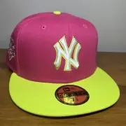New York Yankees New Era 59Fifty 2009 WS Side Patch Pink/Green Fitted Hat 7 3/8