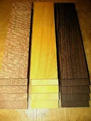 15 PIECES KILN DRIED THIN LEOPARDWOOD, LEMONABALLI, & WENGE 12" X 3" X 1/8"