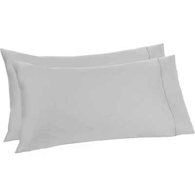 Cotton 300 Thread Count Pillowcase Set, Light Gray, Standard, 2 Pack, 32" x 20"